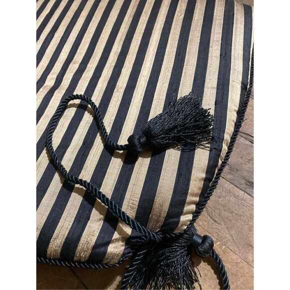 Silk Striped Cushion with Ties Chair Seat Custom Made - Picture 3 of 4